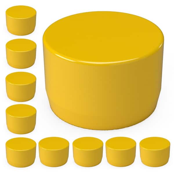 1 in. Furniture Grade PVC External Flat End Cap in Yellow (10-Pack)