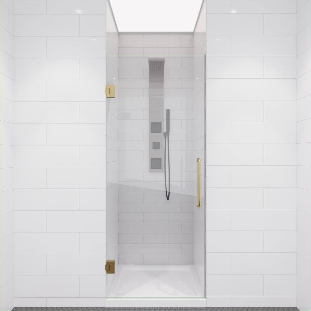 72" H x 24" W Frameless Shower Door with Brushed Gold Hardware