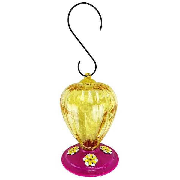 RCS Gifts Hummingbird Feeder Yellow with Pink Base