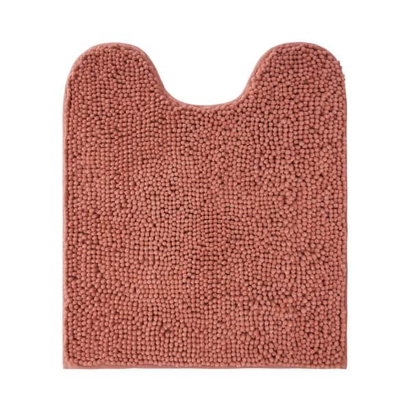 Plush Shag Chenille Coral 20 in. x 24 in. Bath Rug