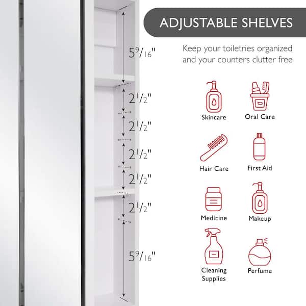Design House Cyprus 25.1-in x 24.5-in Surface/Recessed Mount Clear Mirrored Medicine Cabinet