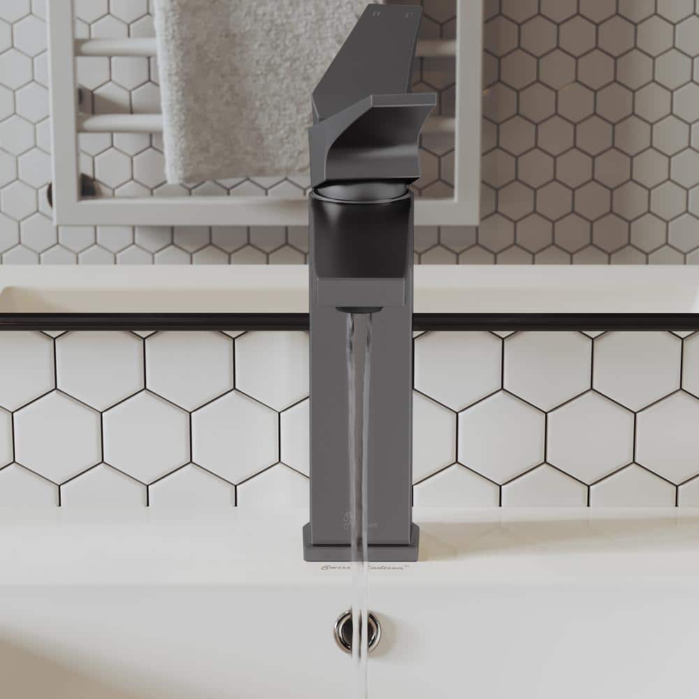 Gunmetal Gray Single-Handle Brass Bathroom Faucet