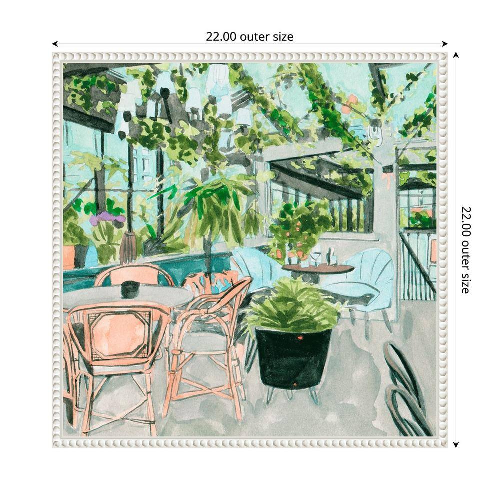 Little Green Cafe I by Melissa Wang 22" White Framed Canvas Wall Art