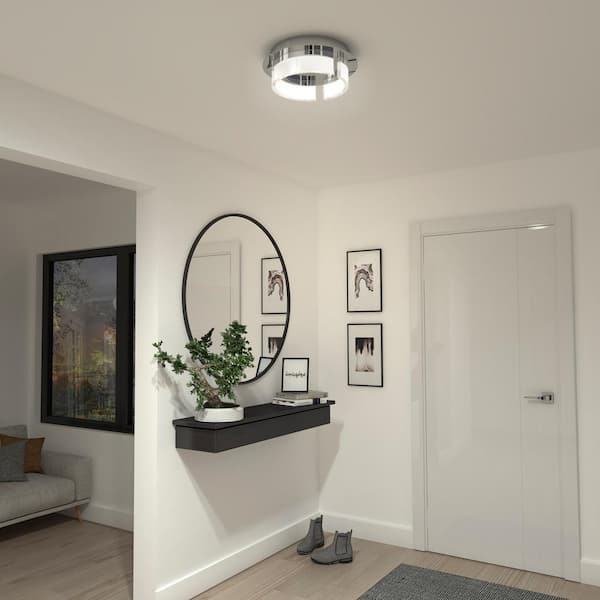 Hub Krimpen Bijzettafeltje Artika Optical Trio 12 in. 1-Light Chrome Integrated LED Modern Flush Mount  Ceiling Light Fixture for Kitchen and Hallway FM-OT - The Home Depot