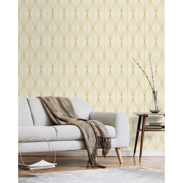 Goldenrod Geo diamond Vinyl Peel and Stick Wallpaper Roll Covers 31.35 sq. ft.