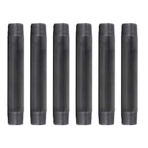 1 in. x 8 in. Black Industrial Steel Grey Plumbing Nipple (6-Pack)