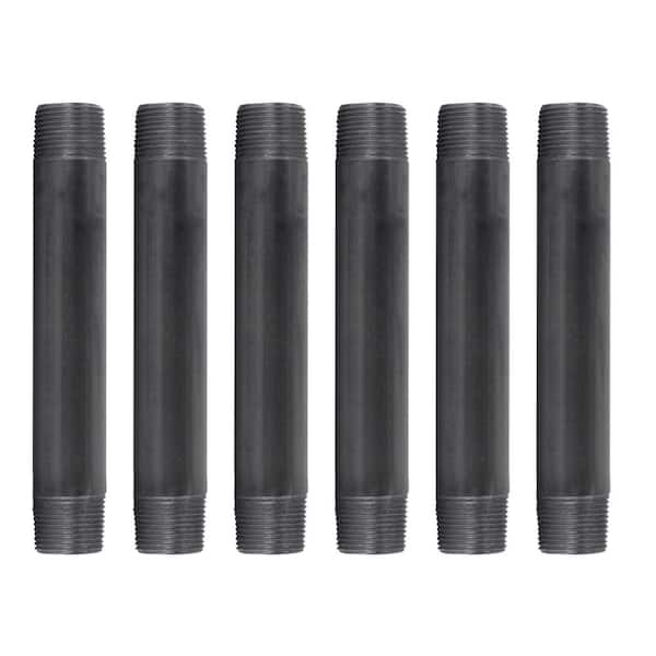1 in. x 8 in. Black Industrial Steel Grey Plumbing Nipple (6-Pack)