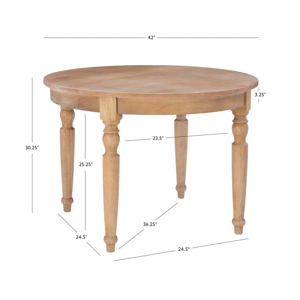 Light Brown Round Wood Transitional Dining Table