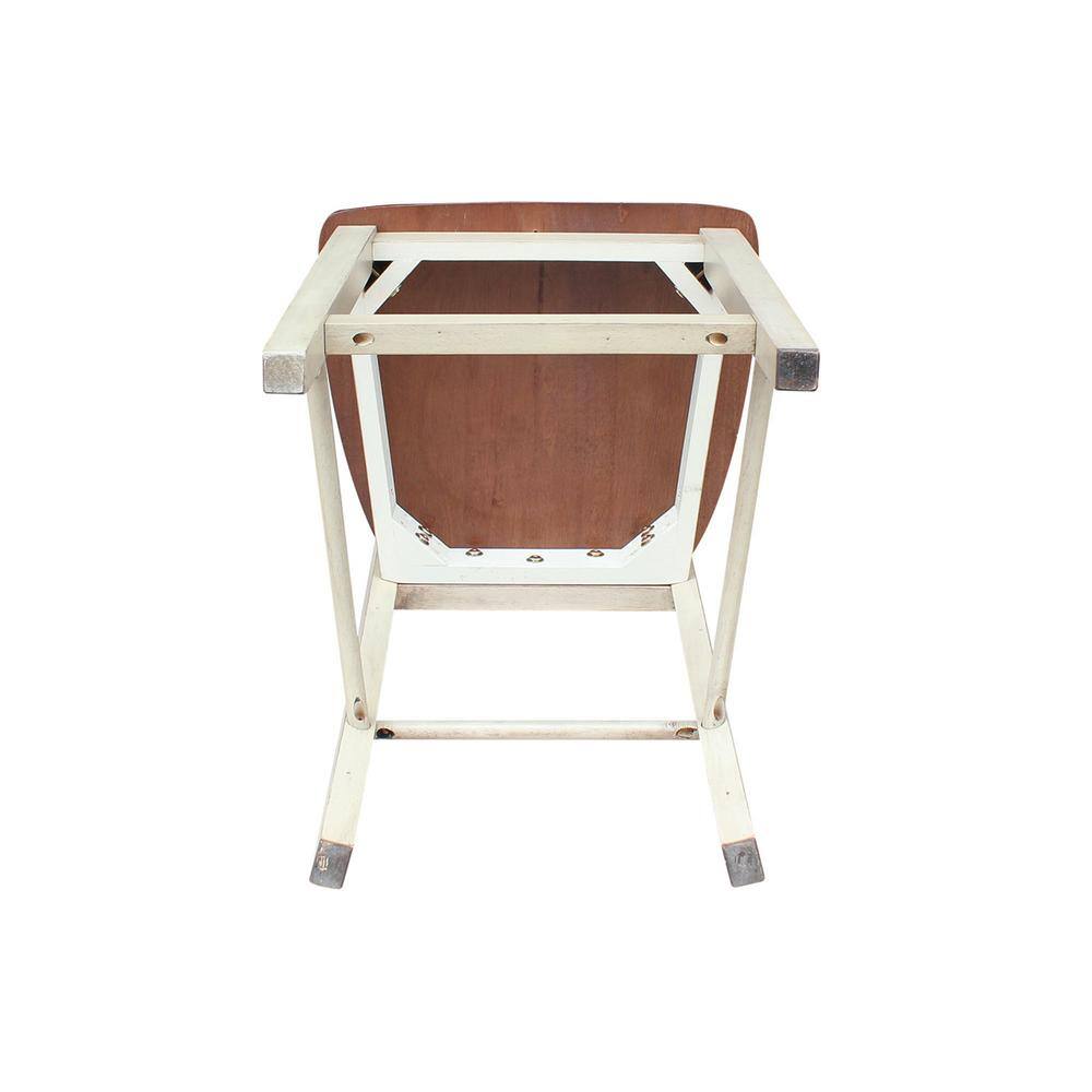 Antiqued Almond and Espresso Wood Counter Height Stool