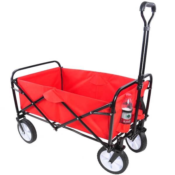 Flynama 3 cu. ft. Outdoor Steel Shopping Utility Wagon Garden Cart in Red  Wheel FLW22702956Q - The Home Depot