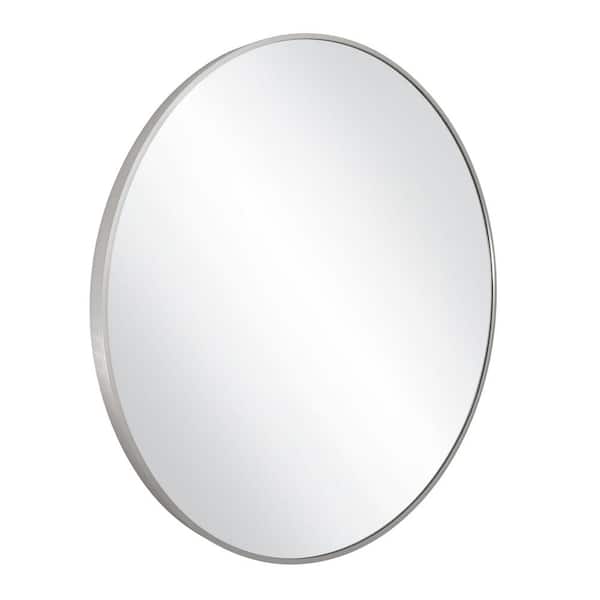 Design House Kenna 36 in. W x 36 in. H Round Modern Metal Framed Decorative Wall Mounted Bathroom Vanity Mirror in Brushed Silver