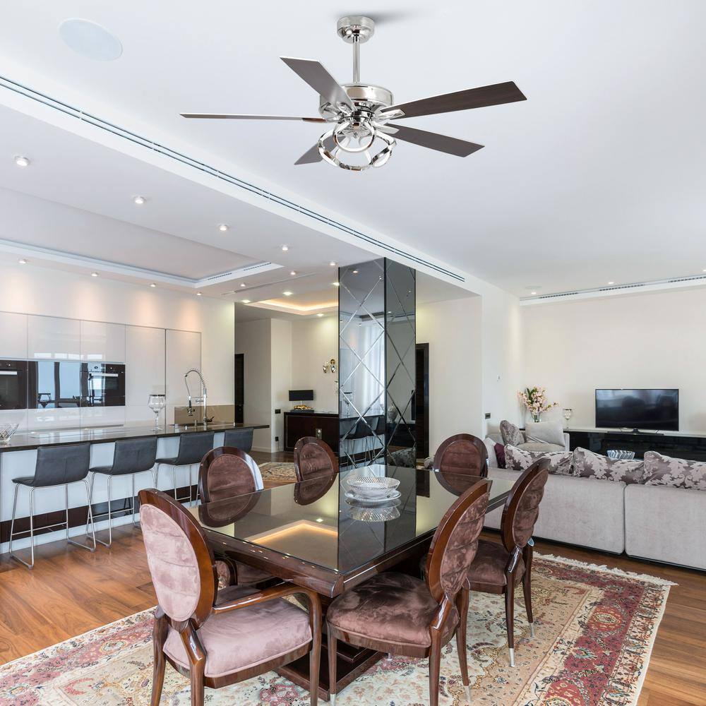 52'' Chrome Ceiling Fan with LED Light and Remote