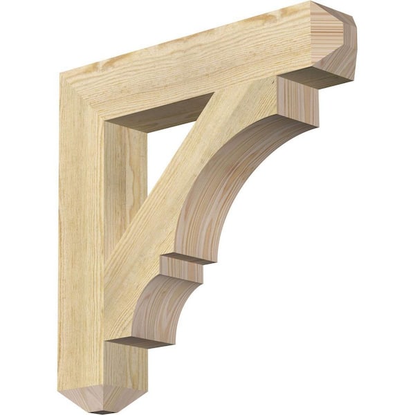 Ekena Millwork 4 in. x 22 in. x 22 in. Douglas Fir Balboa Craftsman Rough Sawn Bracket