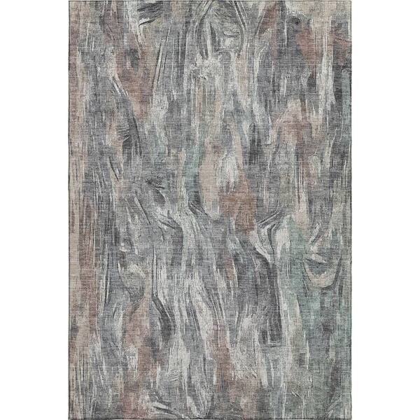 Mayfield Premium Machine Washable Abstract AMF2269 Gray 5 ft. x 7 ft. 6 in. Area Rug