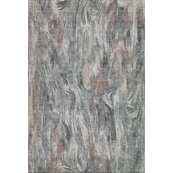 Mayfield Premium Machine Washable Abstract AMF2269 Gray 9 ft. x 12 ft. Area Rug