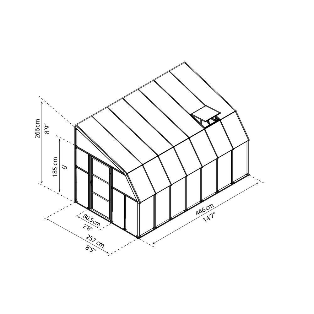 White Polycarbonate and Acrylic 8' x 14' Walk-In Greenhouse