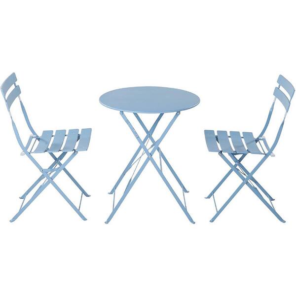 Huluwat Blue 3Piece Metal Frame All Weather Outdoor 2Person Bistro