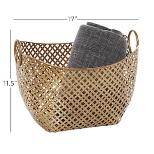 Metal Woven Inspired Storage Basket with Handles