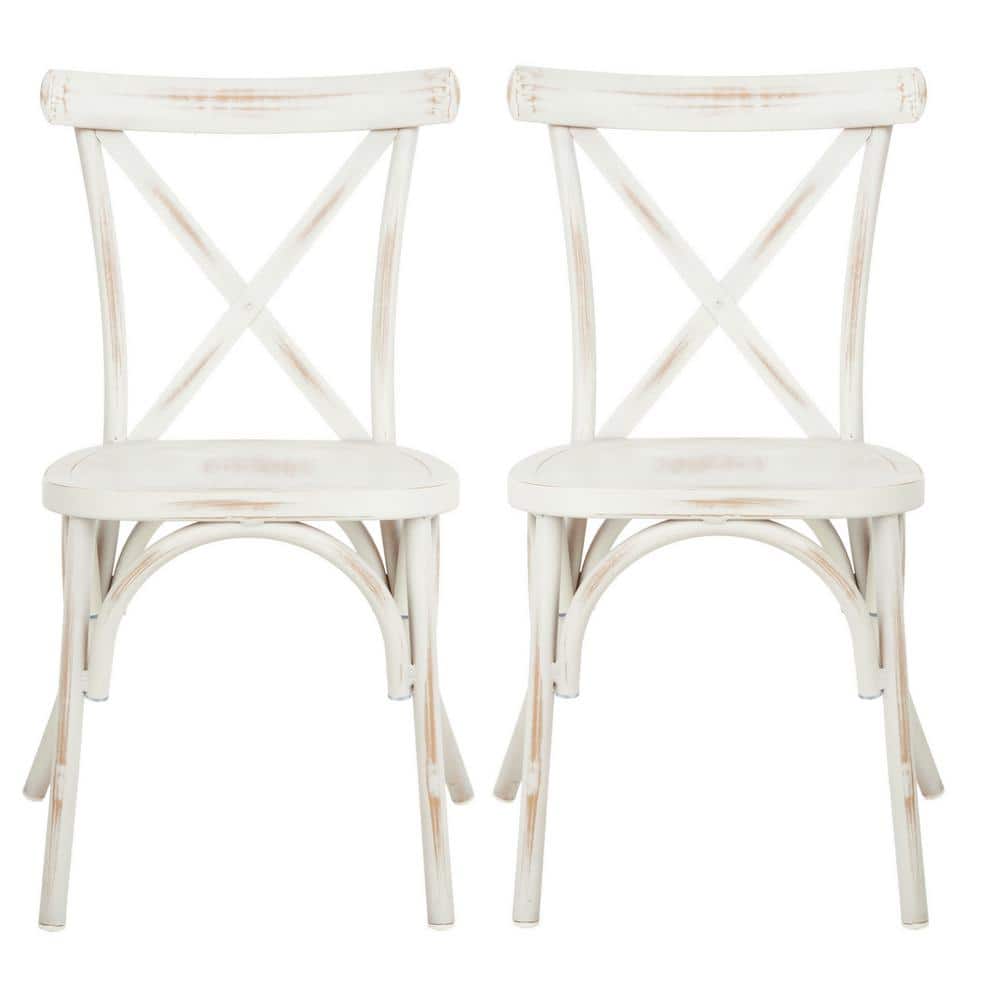 Elia Distressed White Aluminum Outdoor Dining Chair Set