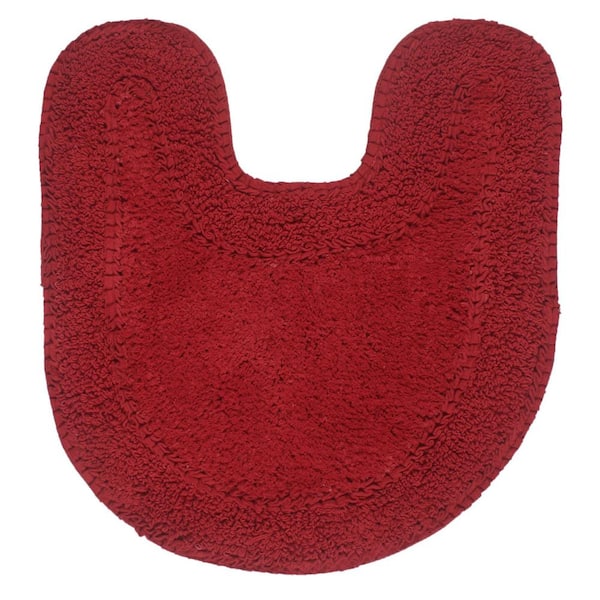 Double Ruffle Collection 100% Cotton Bath Rugs Set, 20x20 Contour, Red