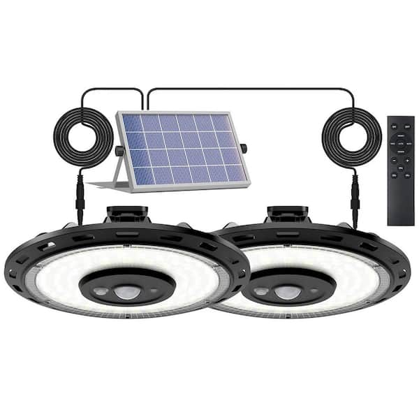 Dual Head Solar Lights 3000LM Pendant Lights IP65 Waterproof Motion Sensor in Remote Control with 2-Pack