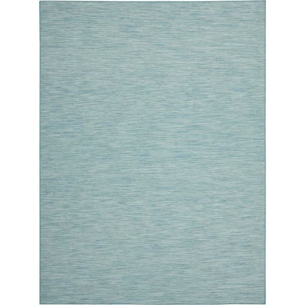 Nourison Positano Aqua 6 ft. x 9 ft. Solid Modern Indoor/Outdoor Patio Area Rug