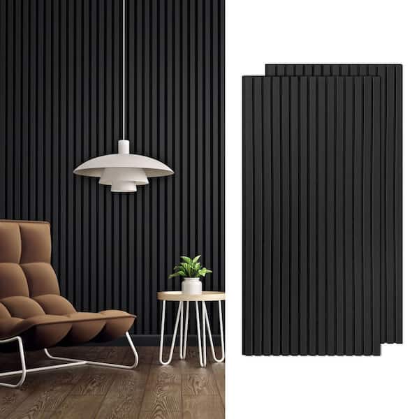 Gigrwiin 2 x 4 ft. Black Square Edge MDF Decorative Wall Paneling