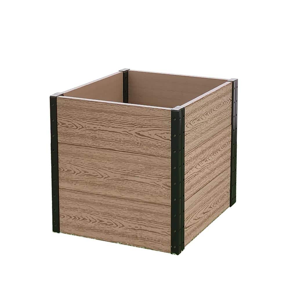 Brown Composite Wood and Steel Square Raised Garden Bed
