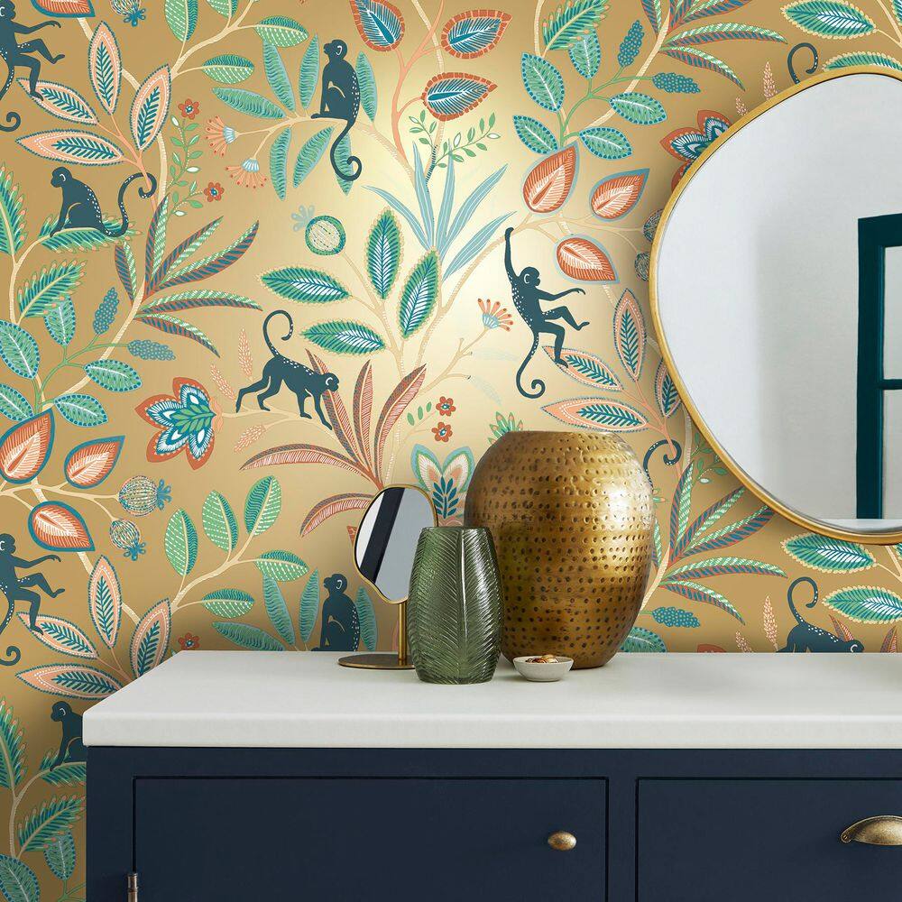 Fine Decor Kenzo Gold Monkey Walk Wallpaper FD43841 - The Home Depot