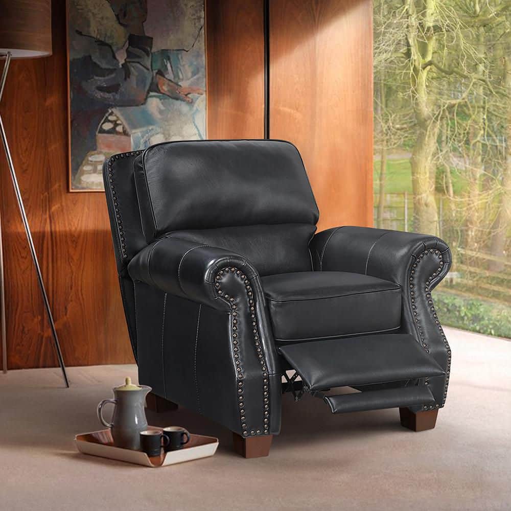 洋楽 Laidback Black - MAGICZNA GODZINA Lazzara Martina Black Leather Manual Push Back Recliner 8448BLK