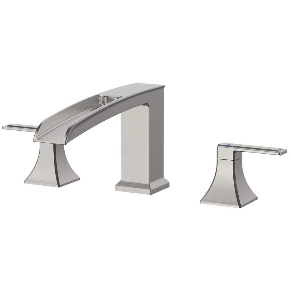 2-Handle Deck-Mount Widespread Waterfall Bathtub Faucet Roman Tub Faucet in Brushed Nickel price history on PriceWatchPro