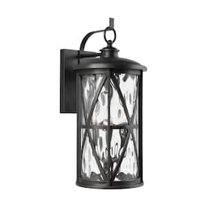 Millbrooke Large 10 in. W 3-Light Antique Bronze Outdoor Wall Mount Lantern with Water Glass