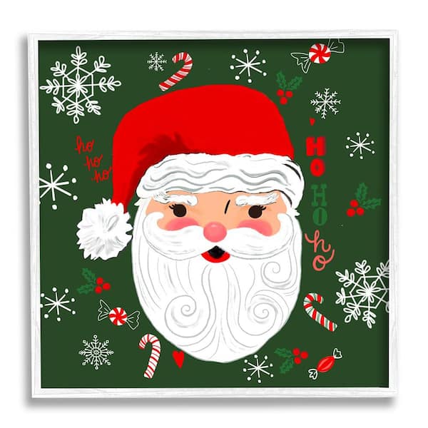Stupell Industries Jolly Santa on Green by Sharon Lee 1-Piece Framed Graphic Print People Poster Art Print 24 in. x 24 in.