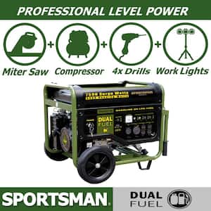 7,500/6,000-Watt Dual Fuel Powered Portable Generator with Electric Start and Runs on LPG or Regular Gasoline