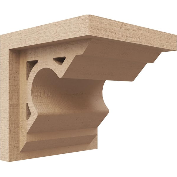 Ekena Millwork 5 in. x 5 in. x 5 in. Series 1 Wide Sheridan Rough Cedar Woodgrain Timberthane Polyurethane Corbel, Primed Tan