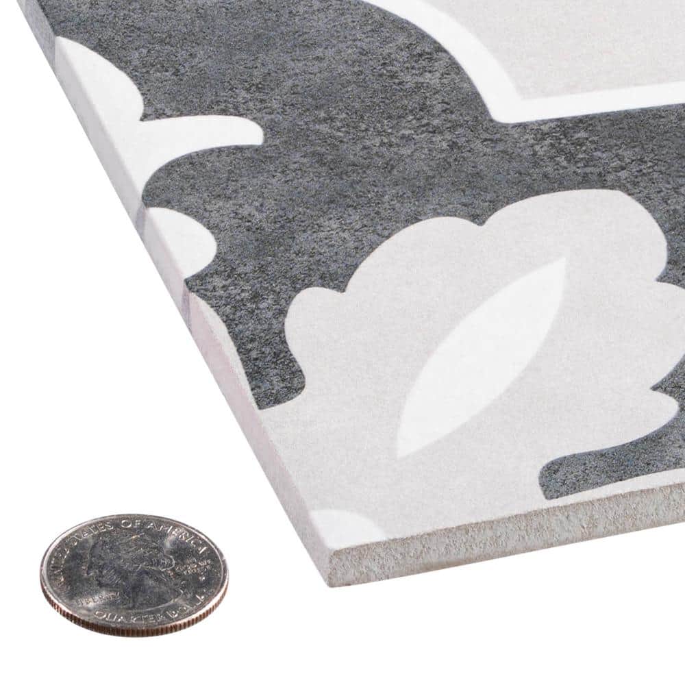 Veneto Black and Gray 6x6 Matte Porcelain Tile