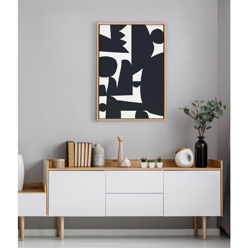 Quiet Jungle Abstract Canvas Print in Natural Frame