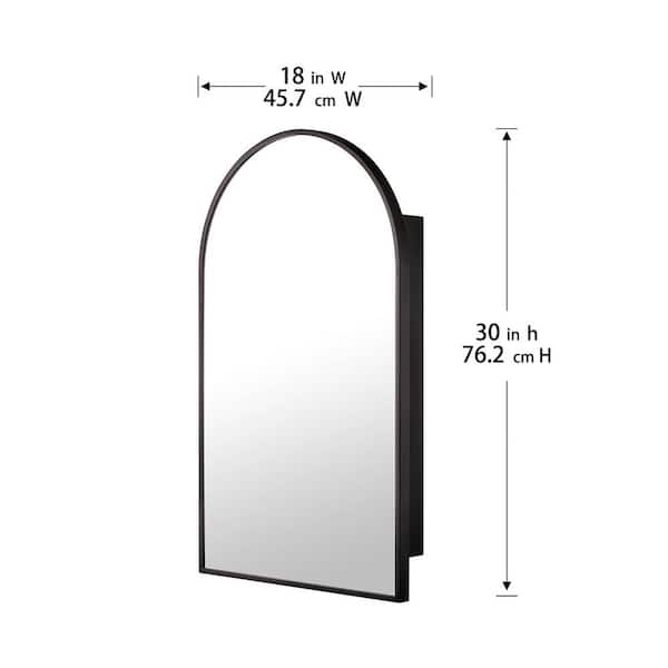18-in x 30-in Surface Mount Black Mirrored Arched Medicine Cabinet