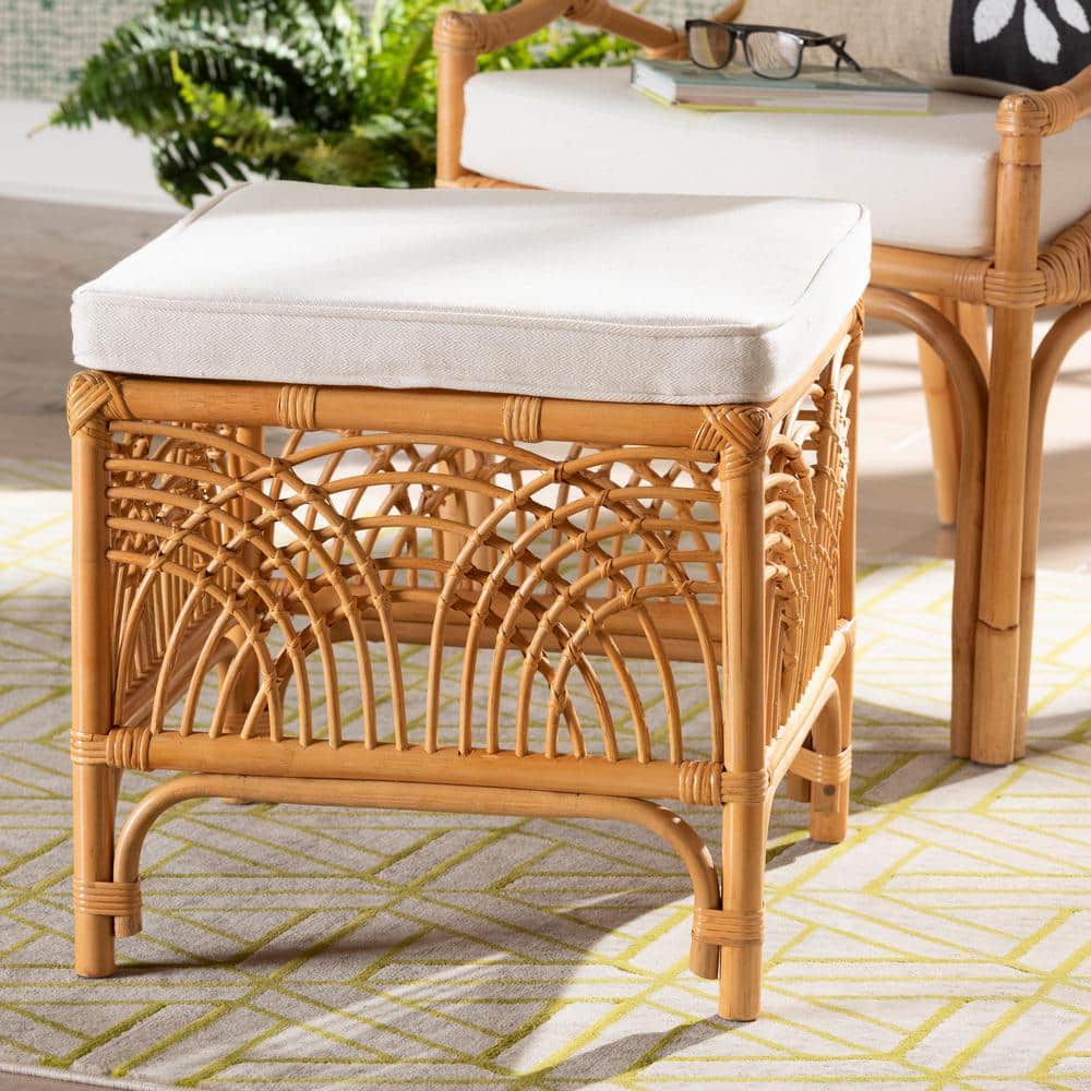 bali & pari Materra Natural Rattan Ottoman Footstool 239-13578-HD - The ...