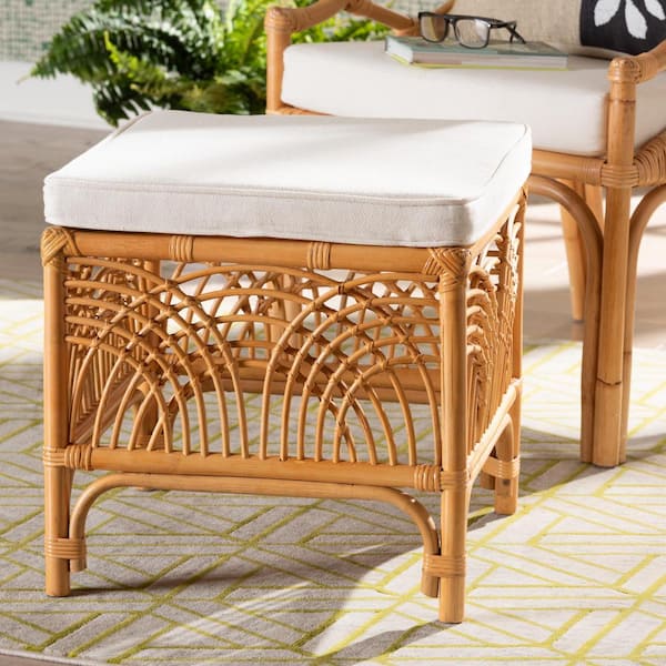 bali & pari Materra Natural Rattan Ottoman Footstool