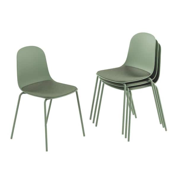 Jamesdar Serena Olive Green Stackable Chair with Cushion (Set-4