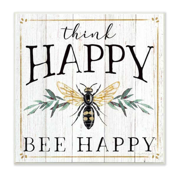 Stupell Industries Think Happy Bee Happy Phrase Insect Pun By