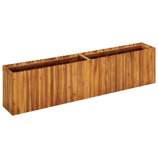 TIRAMISUBEST 78.7 in. L x 11.8 in. W x 19.6 in. H Brown Solid Acacia Wood Garden Raised Bed
