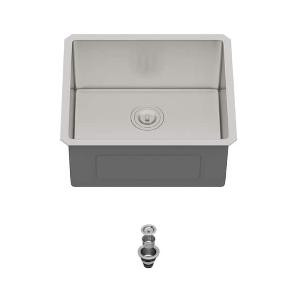 21 in. x 18 in. x 9 in. Undermount Stainless Steel Kitchen Sink 16 Gauge Single Bowl with Drain Strainer