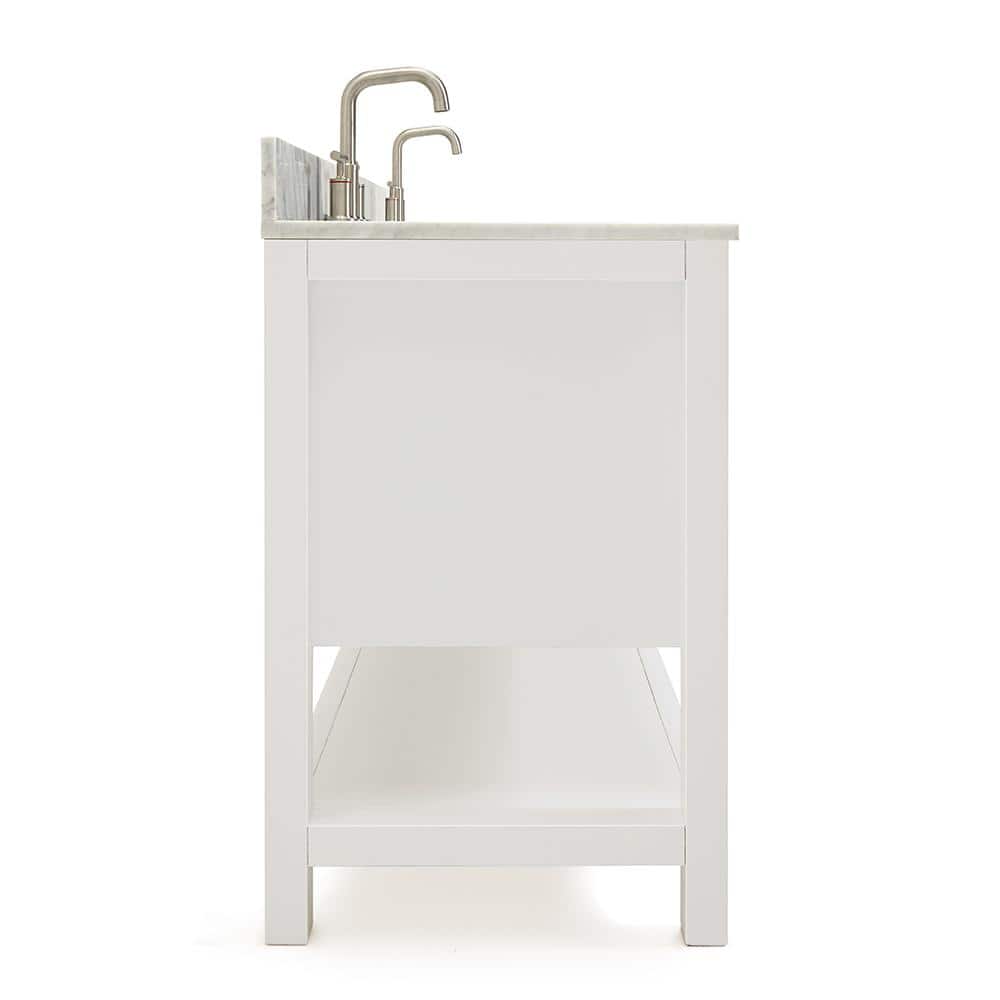 Bayhill 73'' White Double Vanity with Carrara Marble Top