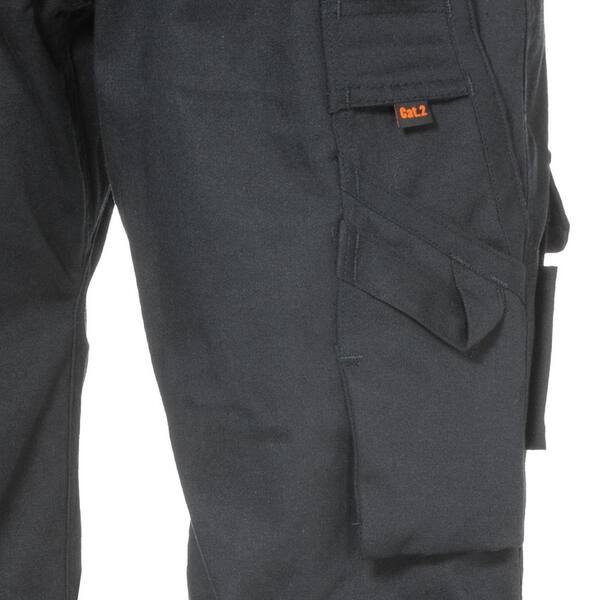Black Cotton/Nylon FR Cargo Work Pant 