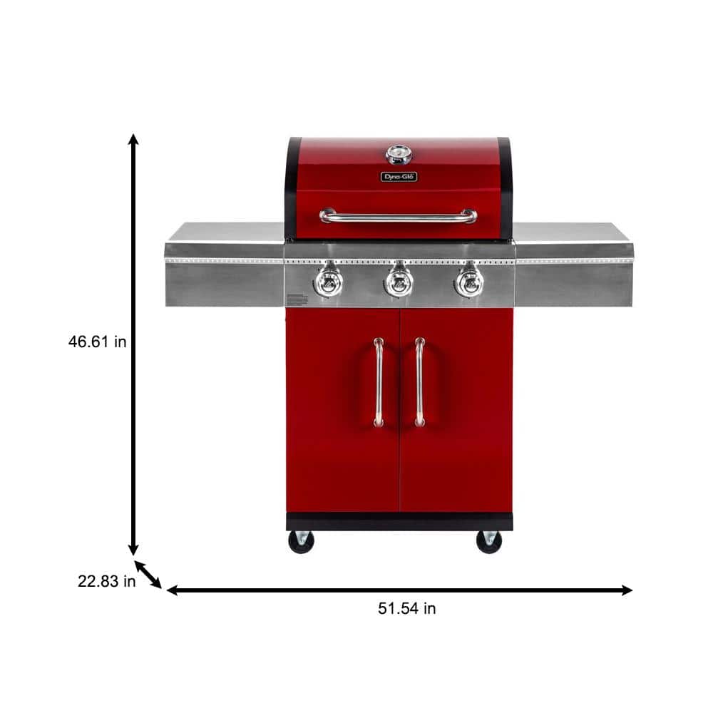 Dyna-Glo Red 3-Burner Propane Gas Grill with Stainless Steel Cabinet