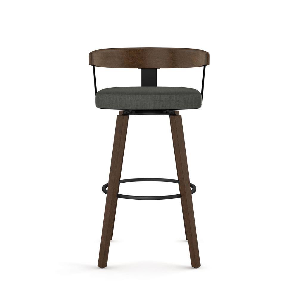 Cohen 26" Gray Swivel Counter Stool with Wood and Metal