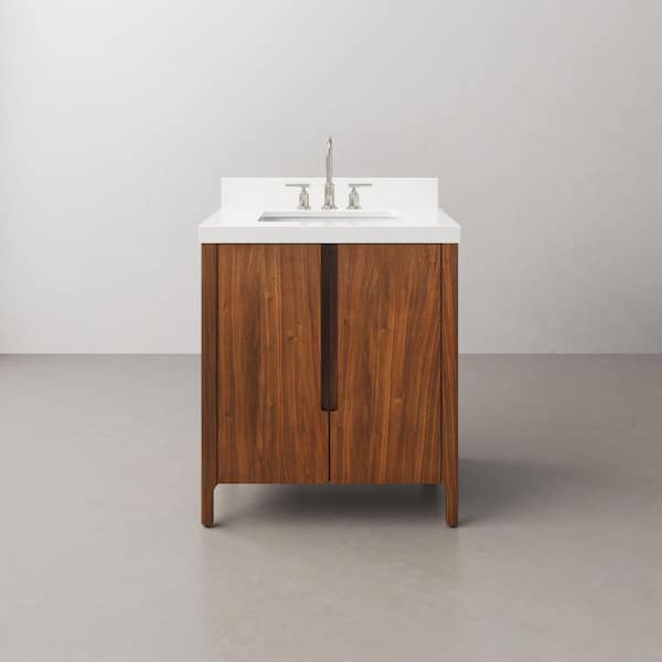 Sequoia 30 In. W x 22 in. D x 34.4 in. H Single Sink Bath Vanity in Noir Juglans with White Quartz Top and Chrome Faucet
