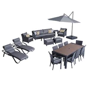 Deco Estate 20-Piece Wicker Patio Conversation Set with Sunbrella Charcoal Gray Cushions